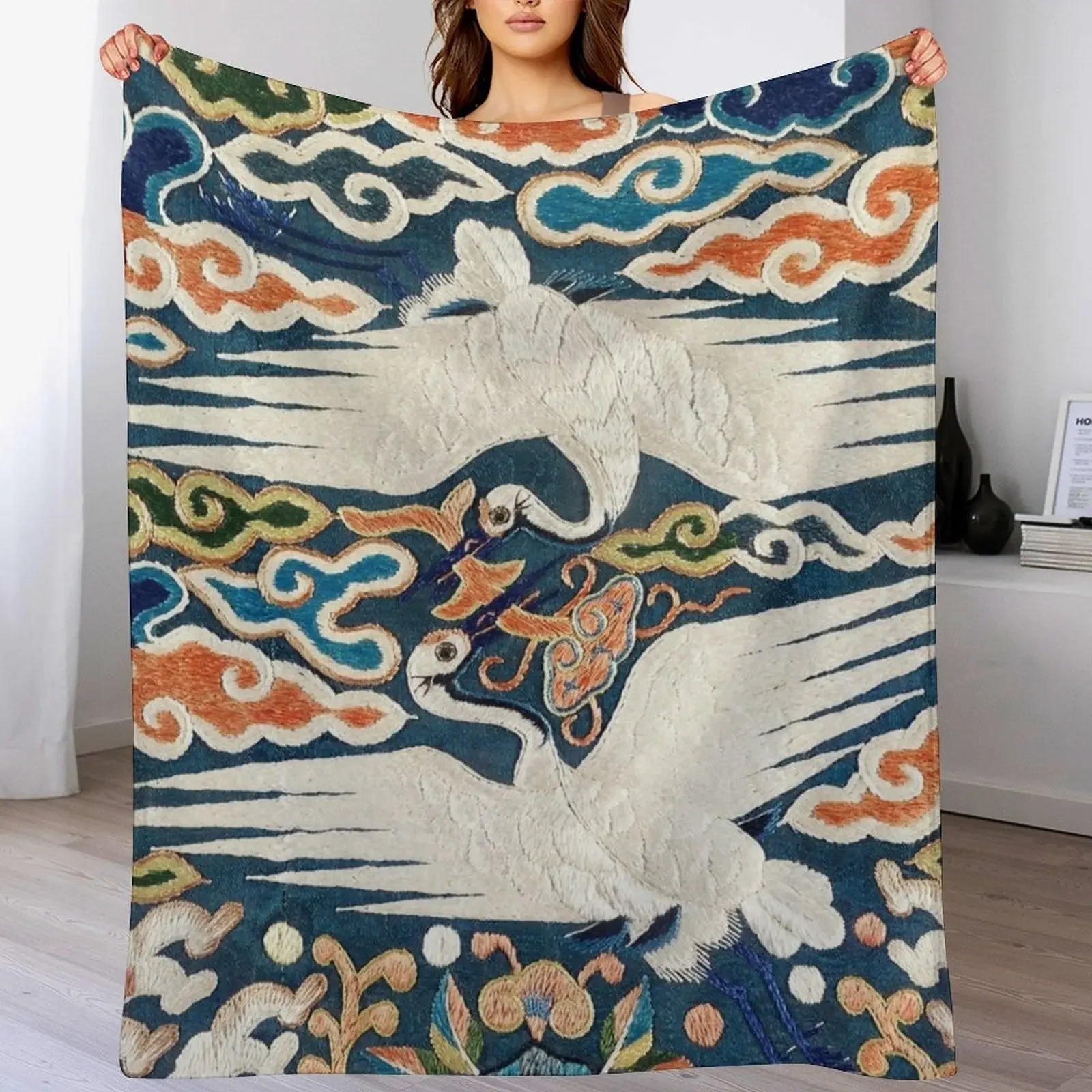 

Joseon Dynasty Korean Tapestry Asian Cranes Throw Blanket Plaid Decorative Beds Tourist Giant Sofa Blankets
