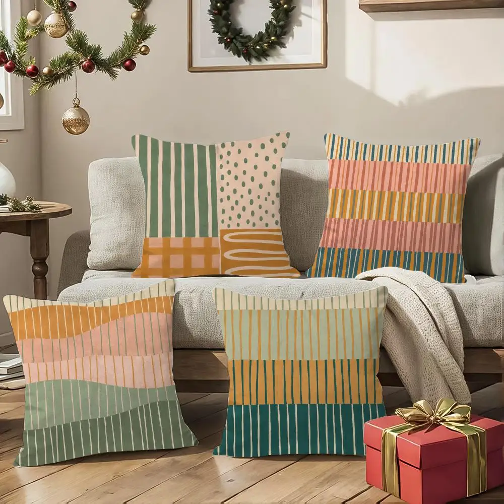 Gingham Ghost Greetings Cushion Cover 1/4Pcs Soft Plush Cushion Case Throw Pillowcase Cozy Home Sofa Bed Living Room Decor