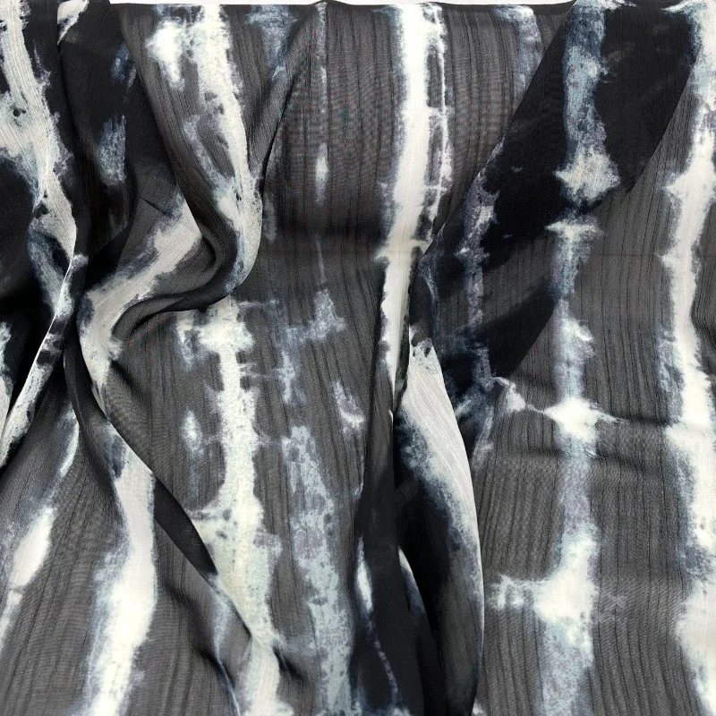 

Окрашенная в галстук полосатая шифоновая ткань, мягкая для платья-рубашки, дизайнерская одежда, ручная работа, материал для шитья своими руками, ткань по метрам