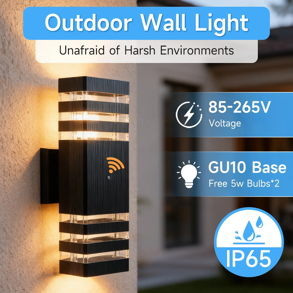 

Modern Outdoor Wall Lamp Waterproof Replaceable GU10 Bulb Led Wall Sconce for Stairs Home External Street Decoration Wall Light