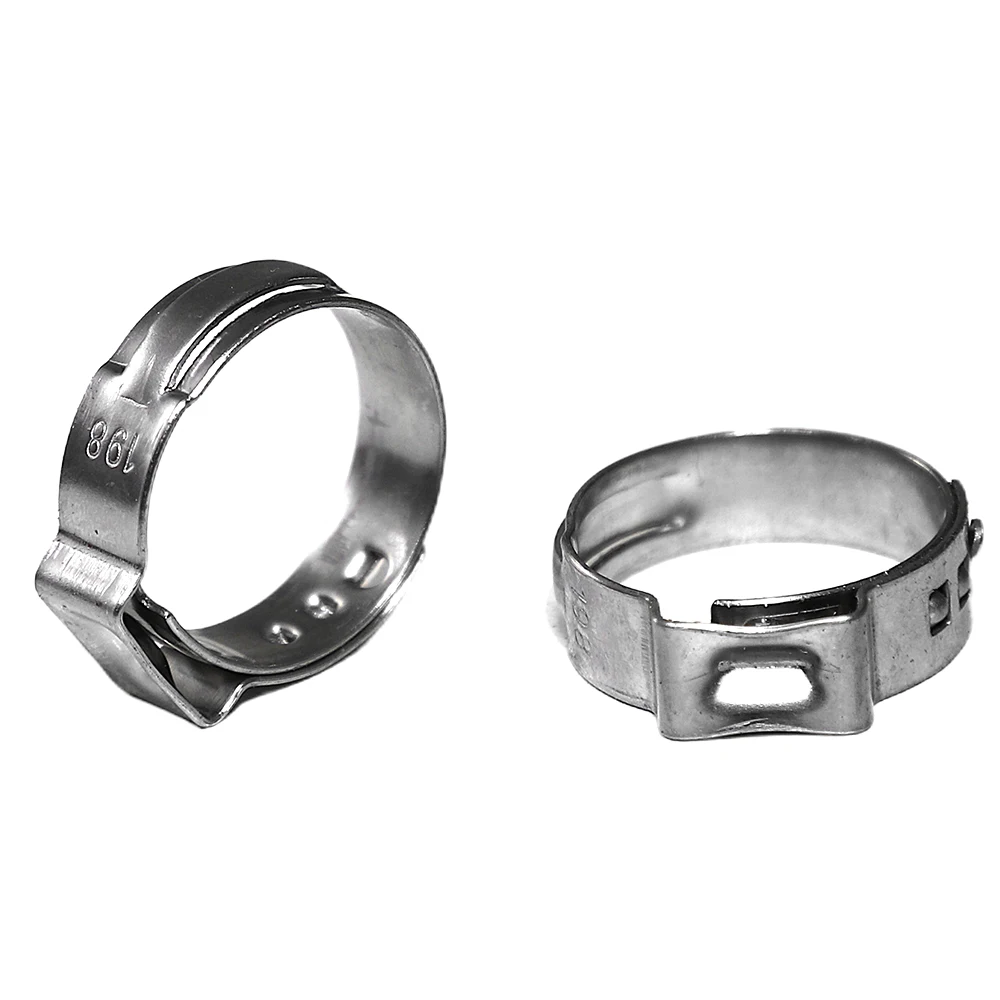 Single Ear Fuel Injection Hose Clamp 304 Stainless Steel 5.3-50mm Quick Installation Ear-Type Single Ear  Hose Clips Pipe Clamps