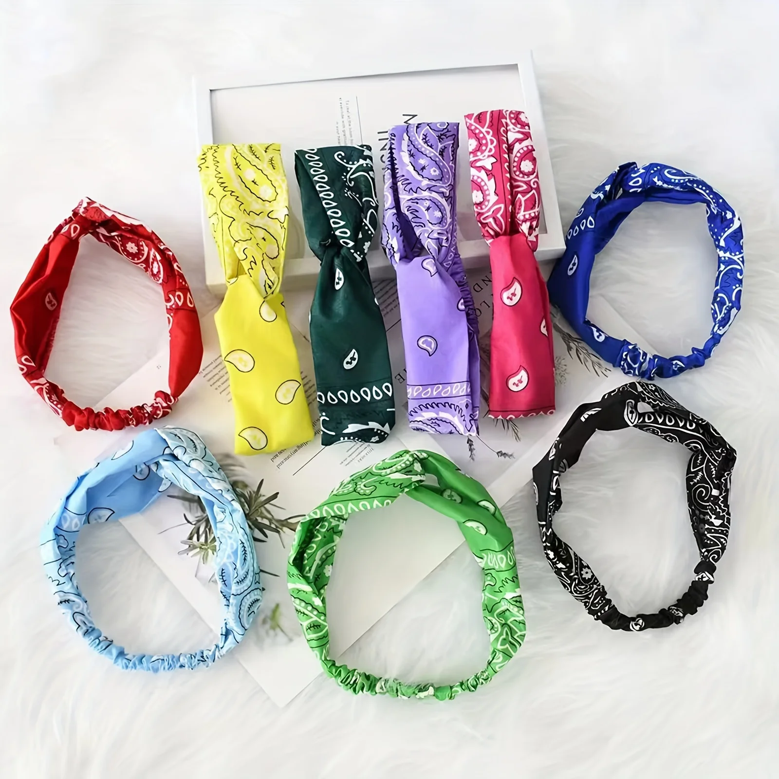 

12-компонентная эластичная повязка на голову для танцев в стиле хип-хоп, бега, впитывающая пот повязка, очень подходит для фитнеса и повседневной носки