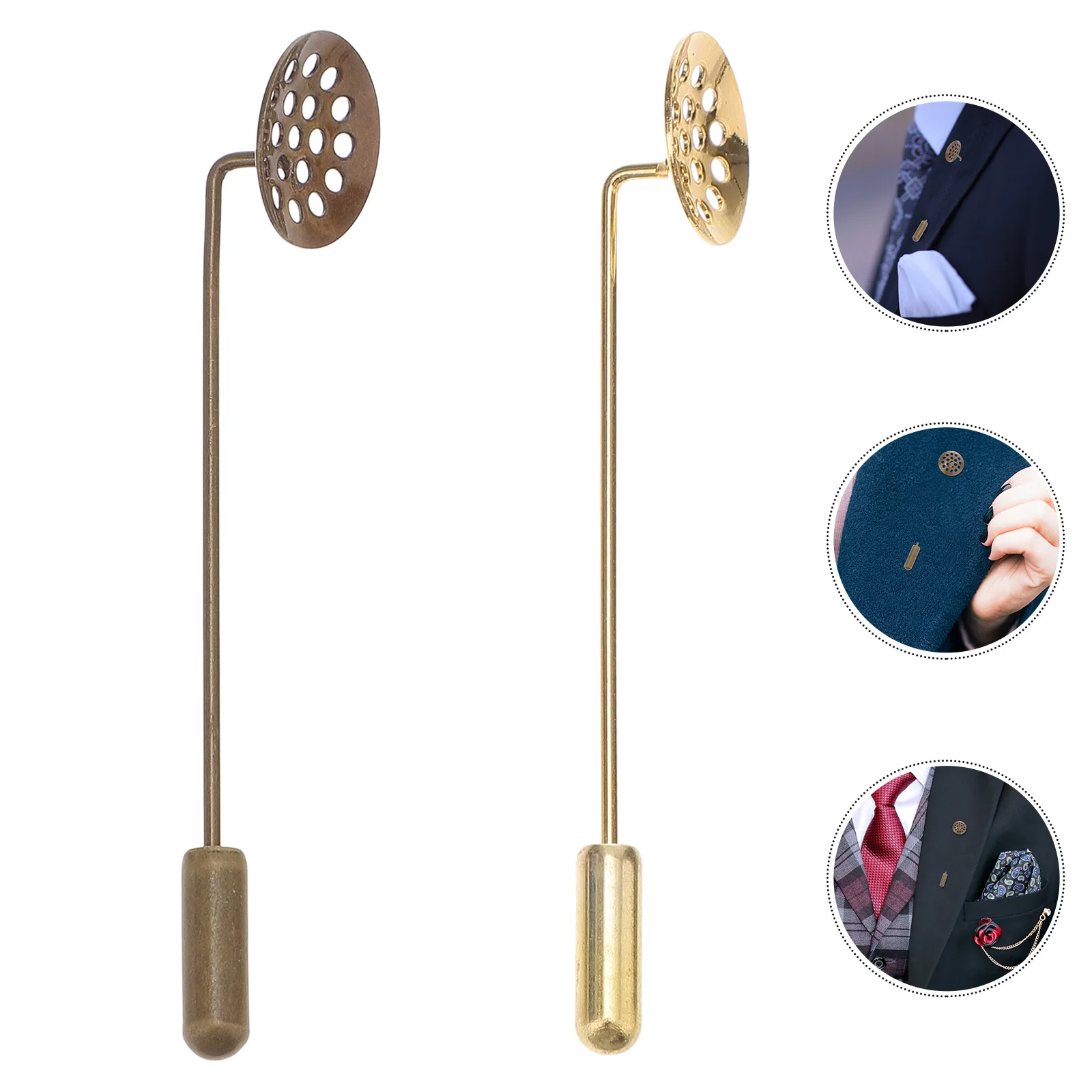 

10Pcs Zinc Alloy Lapel Stick Pin Blank Brooch Tray DIY Craft Corsage Base for Costume Jewelry Accessories Clothing Decor