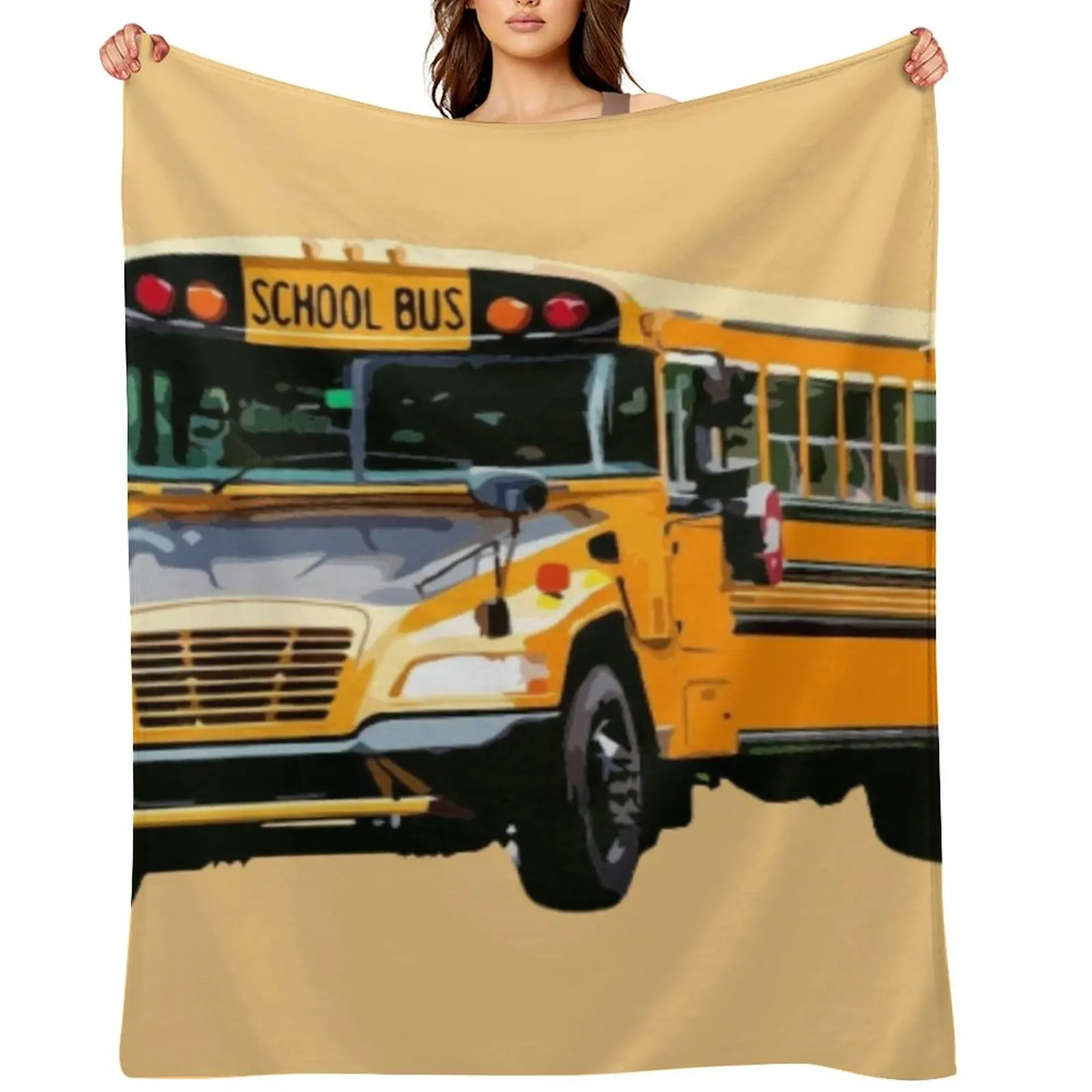

School buses. Throw Blanket Sofas Bed Cute Plaid Tourist Blankets