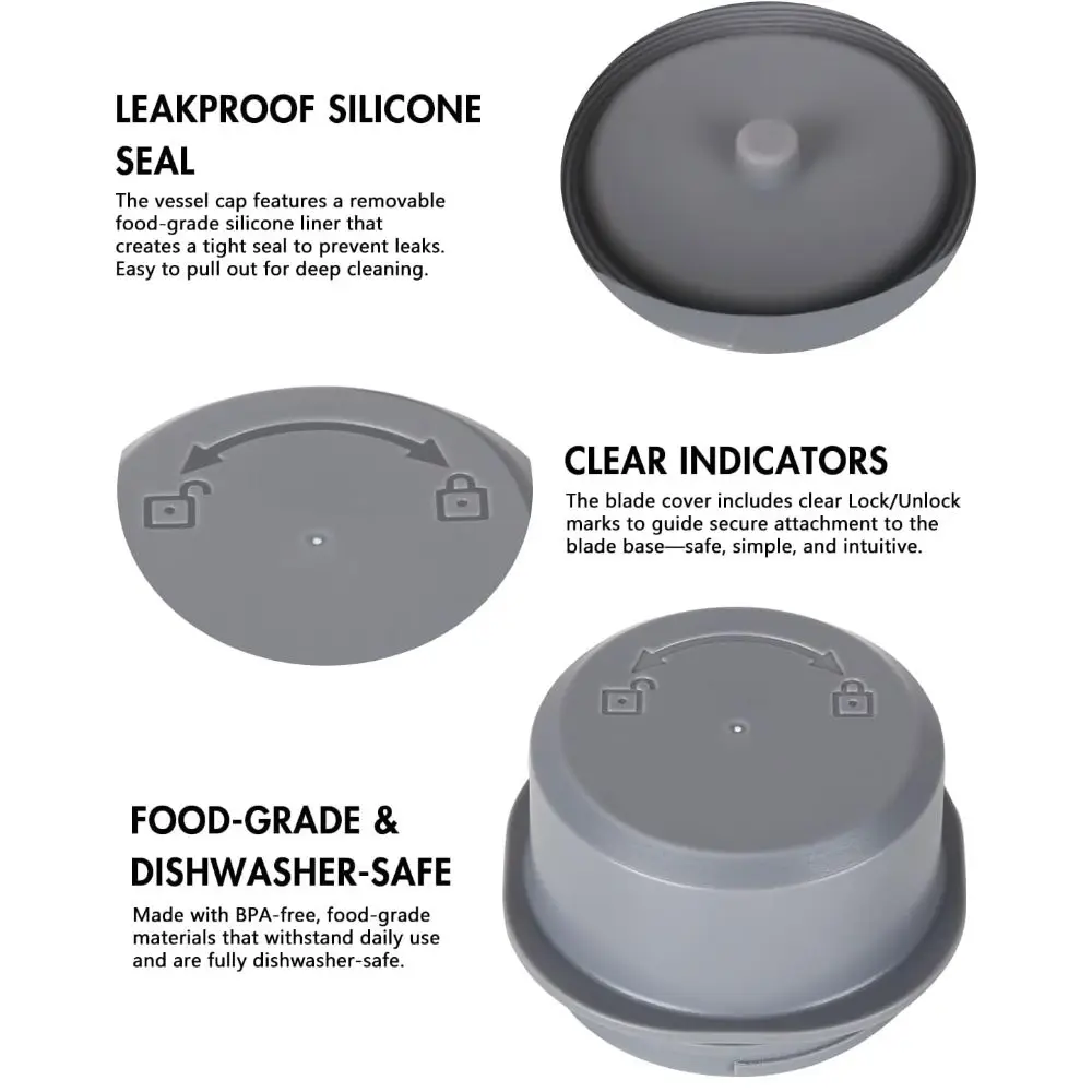 Portable Replacement Parts Leakproof Dishwasher Safe Blade Cover Durable Food Grade Vessel Cap for Ninja Blast Container