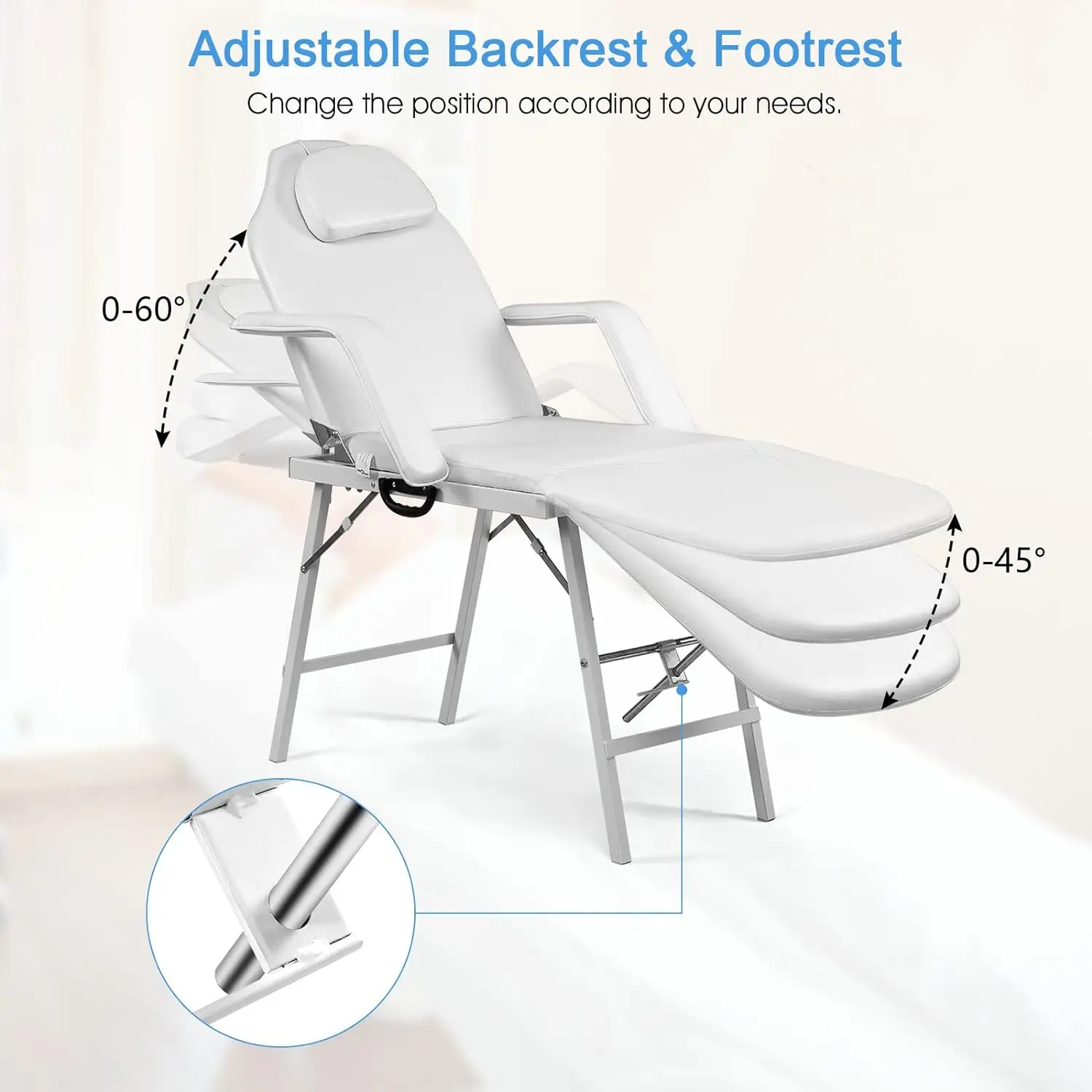 Adjustable Massage Facial Table Bed, 73 Inch Massage Tattoo Chair for Salon Beauty Spa, Folding Spa Bed Table w/Carry Case