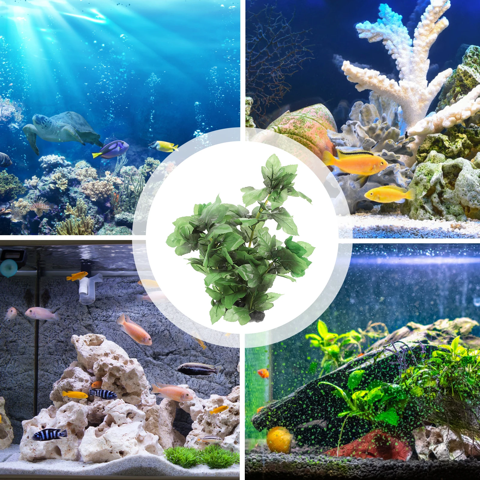 

Artificial Water Plants Aquarium Decoration Silk Realistic Fake for Fish Tank Desktop Plastic