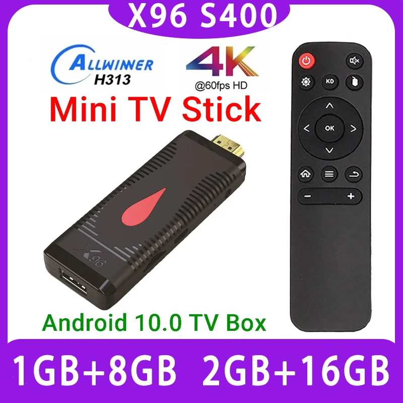 X96 S400 TV Stick Android 10.0 Allwinner H313 Smart Mini TV Stick 2GB 16GB 1GB 8GB 2.4G Wifi 4K HD Media Player Set Top Box