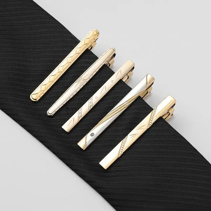 Two Tone Fixed Tie Clip Wedding Coat Versatile Men's Professional Formal Attire Business Style Carved Simple and Elegant