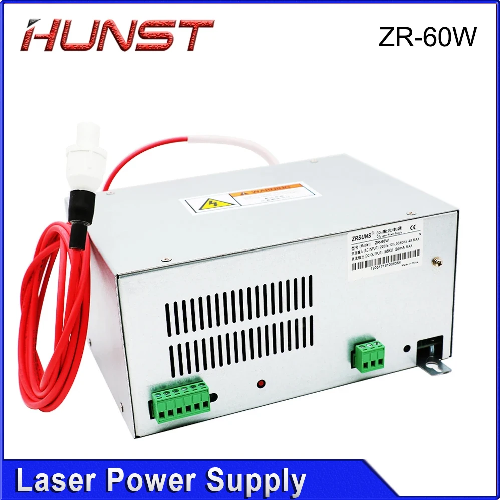 HUNST ZR 60W Laser Power Supply for 50W 60W 70W Co2 Glass Laser Tube Engraving and Cutting Machine 2Years Warranty.