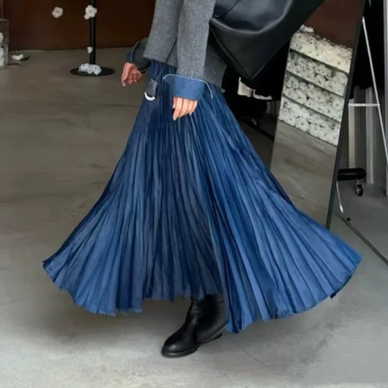 Miyake Pleated Skirt 2026 Autumn New Thickened Gradient Color Irregular Texture Casual Elegant Versatile Women's Large Hem Skirt