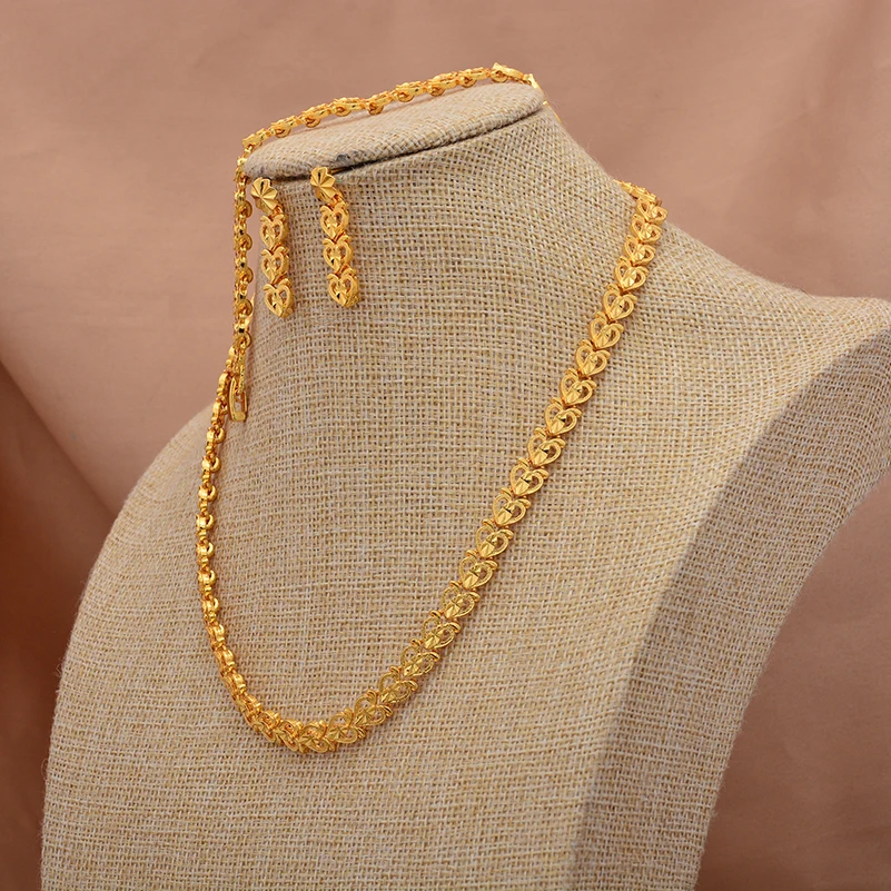 Ethiopian Gold Color Jewelry Set For Women Men African Hawaiian Luxury Jewelry Set Dubai Wedding Jewelry Set
