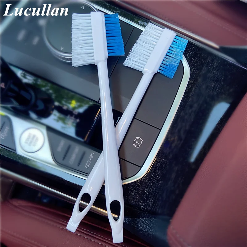 Lucullan Double Head 3 Uses Groove Detailing Brush Car Engine,Door,Window Gap Vent Cleaning Tools Accessories