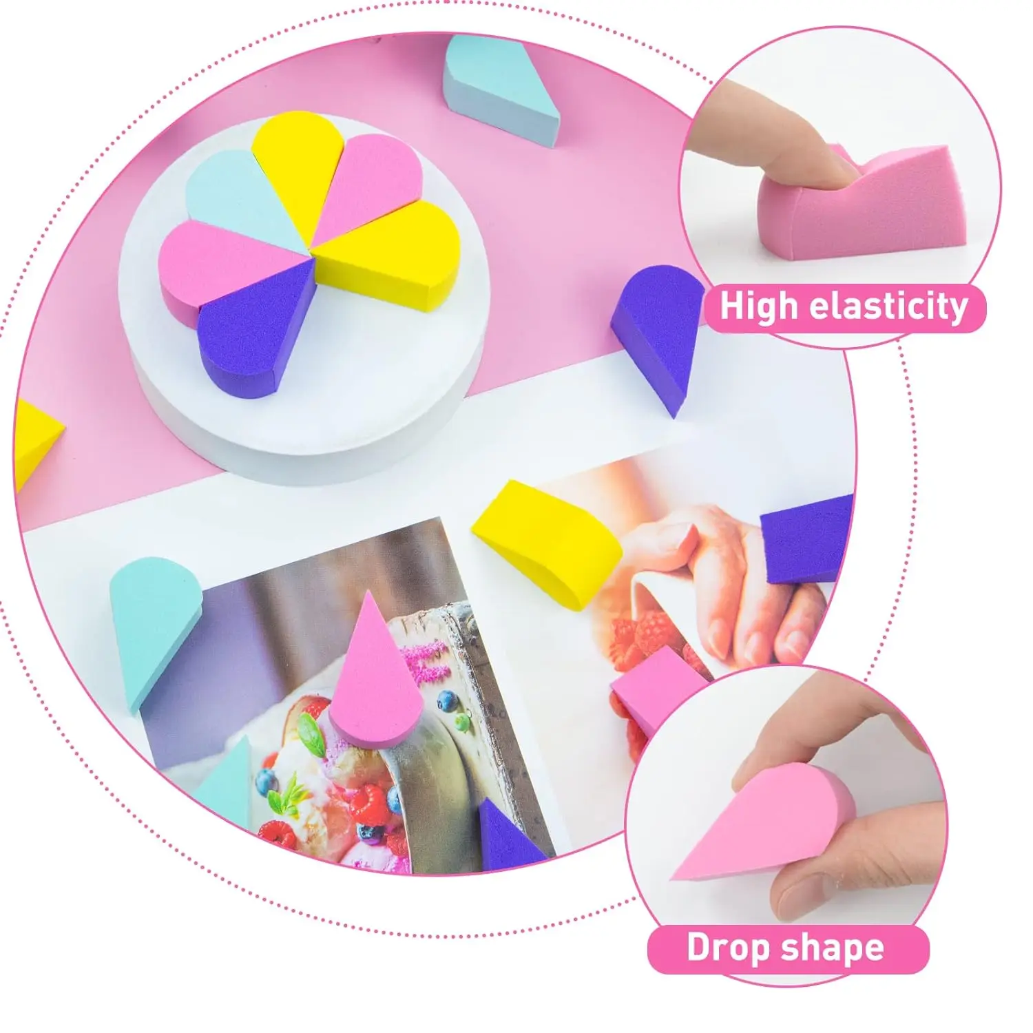 Set di spugne per trucco da 16 pezzi: frullatori di bellezza senza lattice per fondotinta e polvere, strumenti cosmetici multiforma