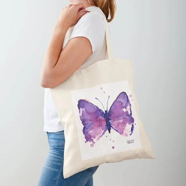 

Purple Butterfly Painting Tote Bag hand bag tote bags men Custom bag