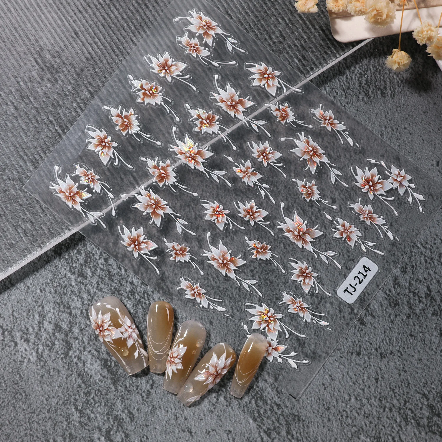 قطعتان من ملصقات الأظافر على شكل زهرة الإغاثة، ملصقات تزيين رغبة نقية حلوة #2