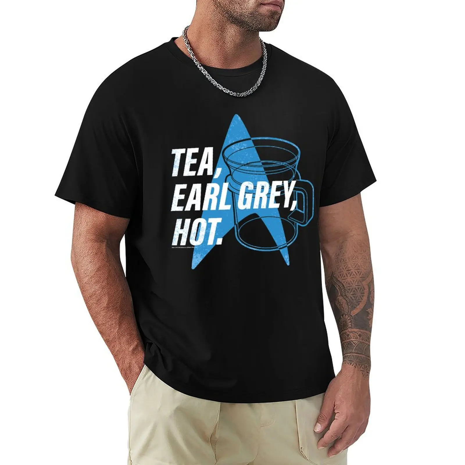 Camiseta de gran tamaño con estampado de Star Trek Next Generation Tea, Earl Grey, estilo vintage, que no se encoge