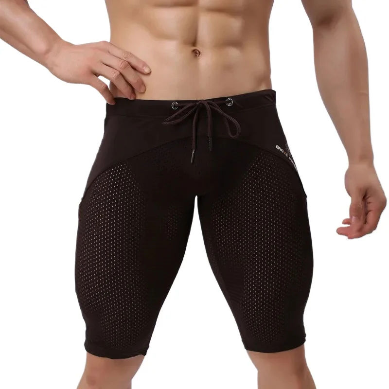 

Men's Sexy Leg Boxy Underwear Seaside Beachwear Multifunction Knee Length Board Shorts Mesh Breathable Quick Dry Swimming Trunks