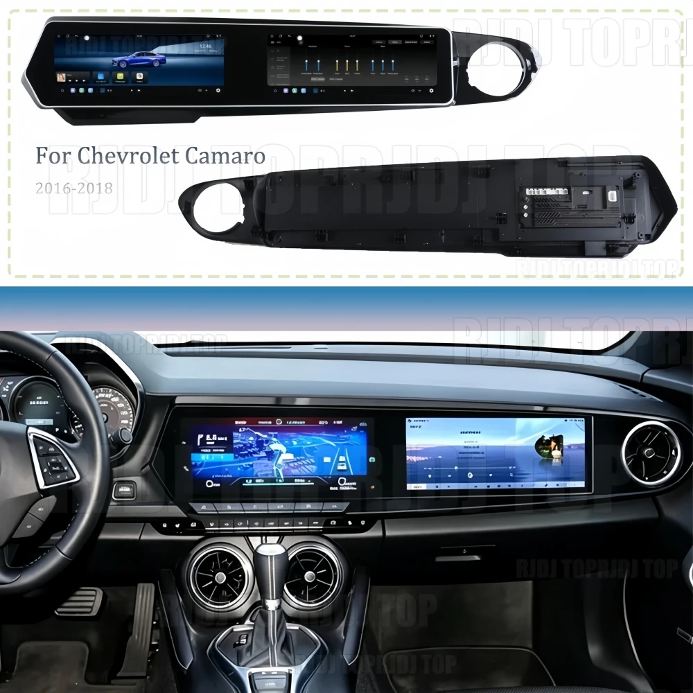 Dual 12.3'' Wireless Carplay For Chevrolet Camaro 2016 2017 2018 Multimedia Display Touch Screen Android auto Head Unit 360