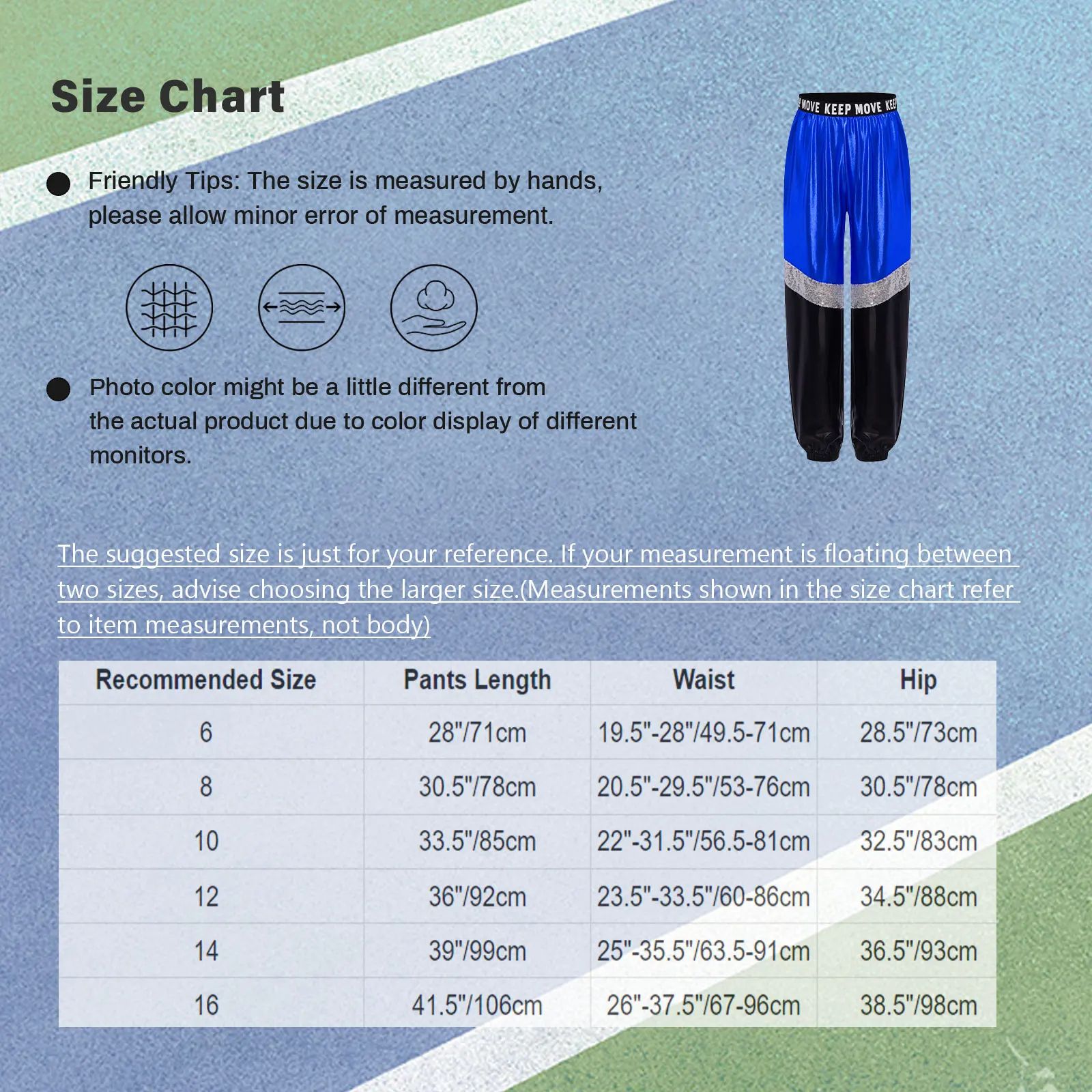 Kids Girls Disco Hip Hop Jazz Dance Costume Trousers Letter Print Elastic Waistband Sparkling Sequins Color Block Metallic Pants