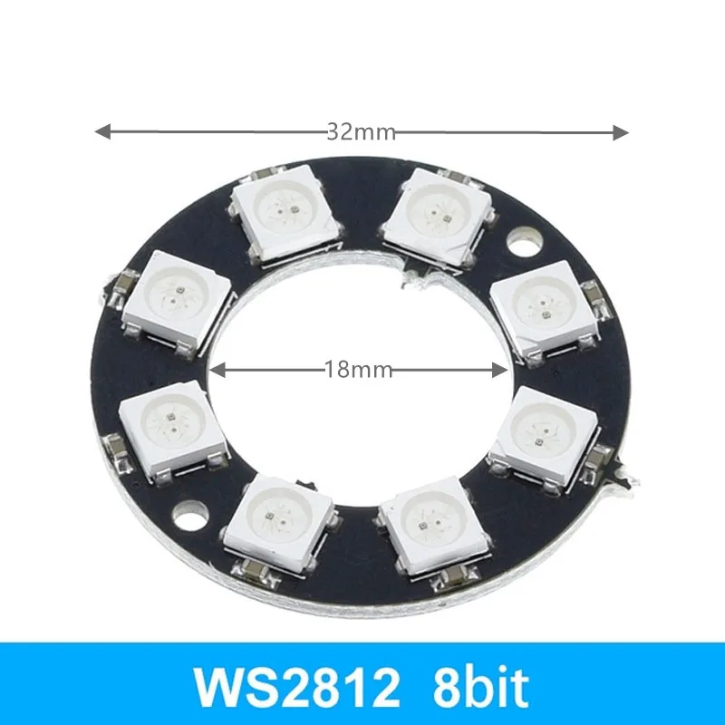 1/2-100/200Pcs 8/12/16/24/32/40 Bit WS2812 5050 RGB LED Built-In Full-Color Driving Color Light Module Ring Development Board