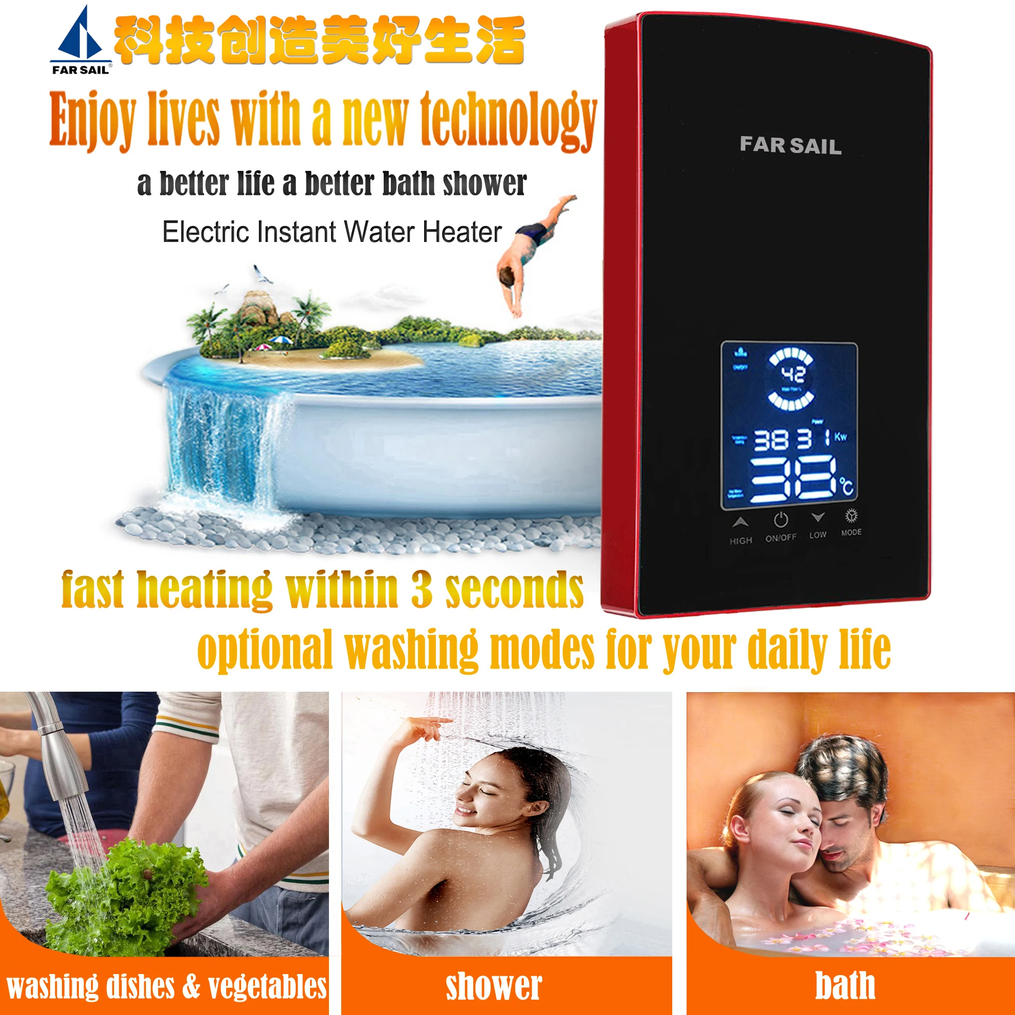 Tankless Water Heater 220v Instant Electric Water Heater 8500w Shower Heater