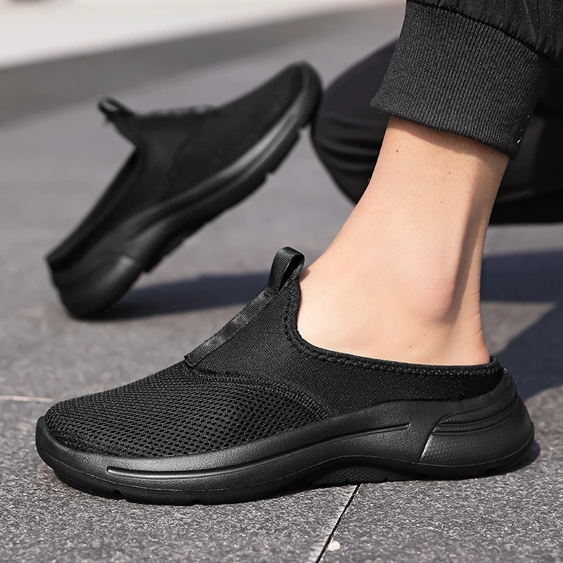 Men Flat Slip-On Half Slippers Running Shoes Men Plus Size 48 Sport Shoes Comfortable Breathable Walking Sneakers for Men