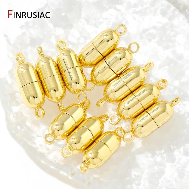 18K Gold Plated Brass Round Magnetic Clasps End Clasp Connectors For DIY Jewelry Making Bracelets Necklace Accessories