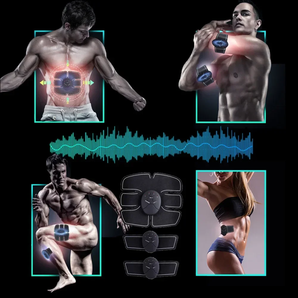 Умный EMS стимулятор мышц, фитнес-тренажер, тренировка живота, электрические наклейки для похудения, массажер для похудения, унисекс, дом