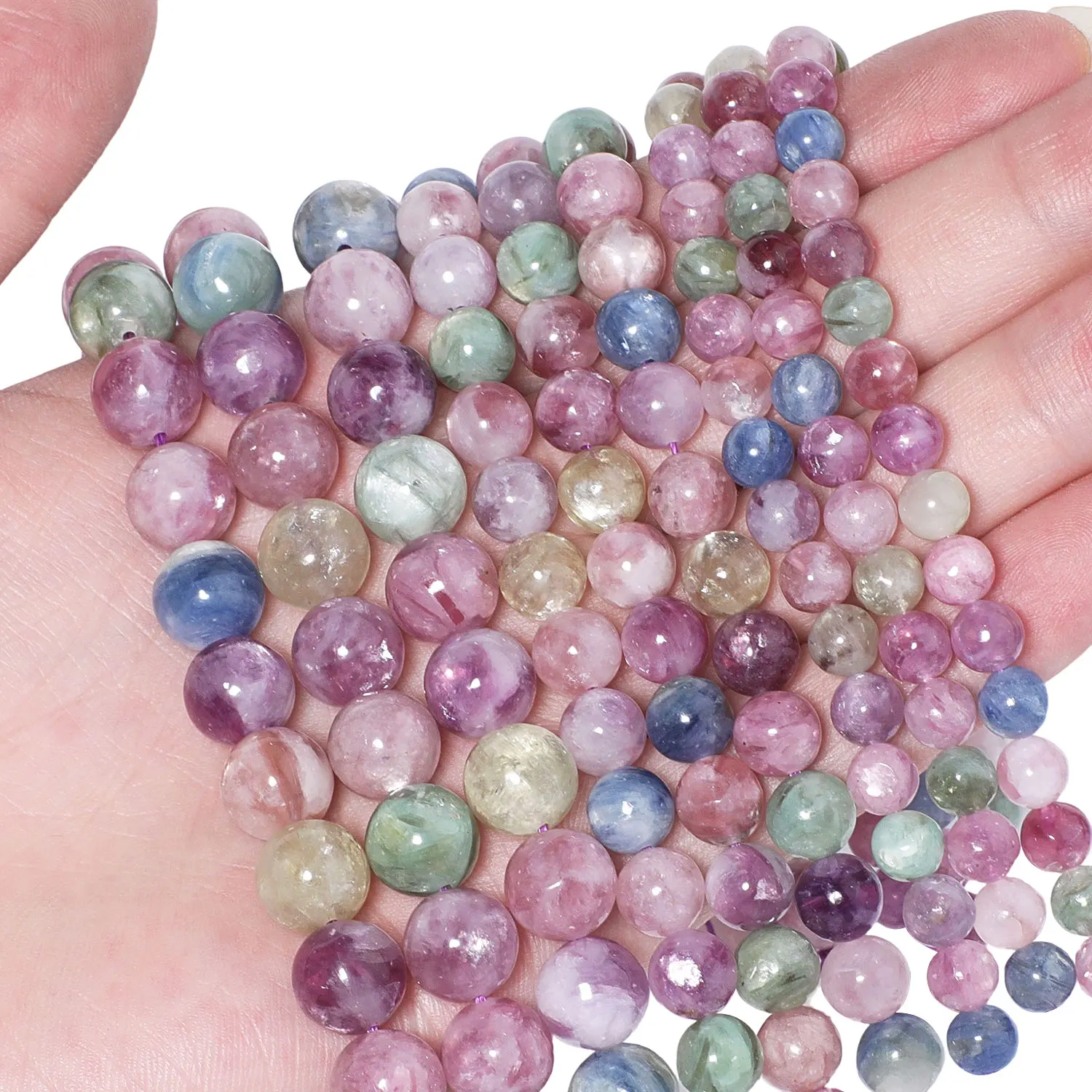 6/8/10mm AAA+ Natürliche Regenbogen-Glimmersteinperlen, runde Abstandsperlen für die Schmuckherstellung, DIY-Charms, Armbänder, Zubehör, 7,5'' – Detail 6
