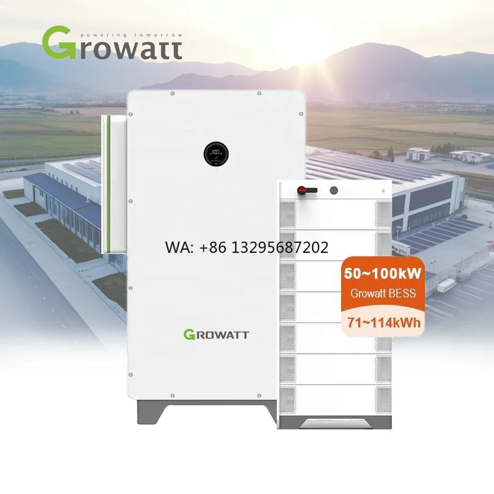 

Growatt 50kWh 100kWh All in One BESS WIT Series 50KW 75KW 100KW Hybrid Solar Inverter and APX Energy Storage Battery System Set