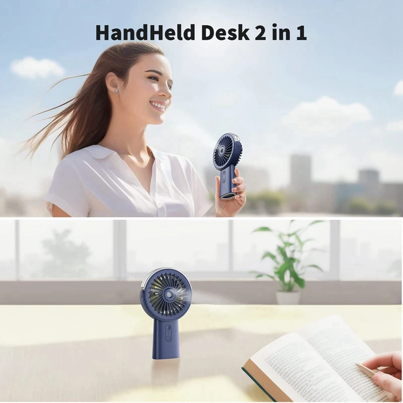 Misting Fan Portable Handheld Fan, 4000Mah Hand Mist Fan 90°Adjustable Small Mister Fan For Travel Home Outdoor Beach