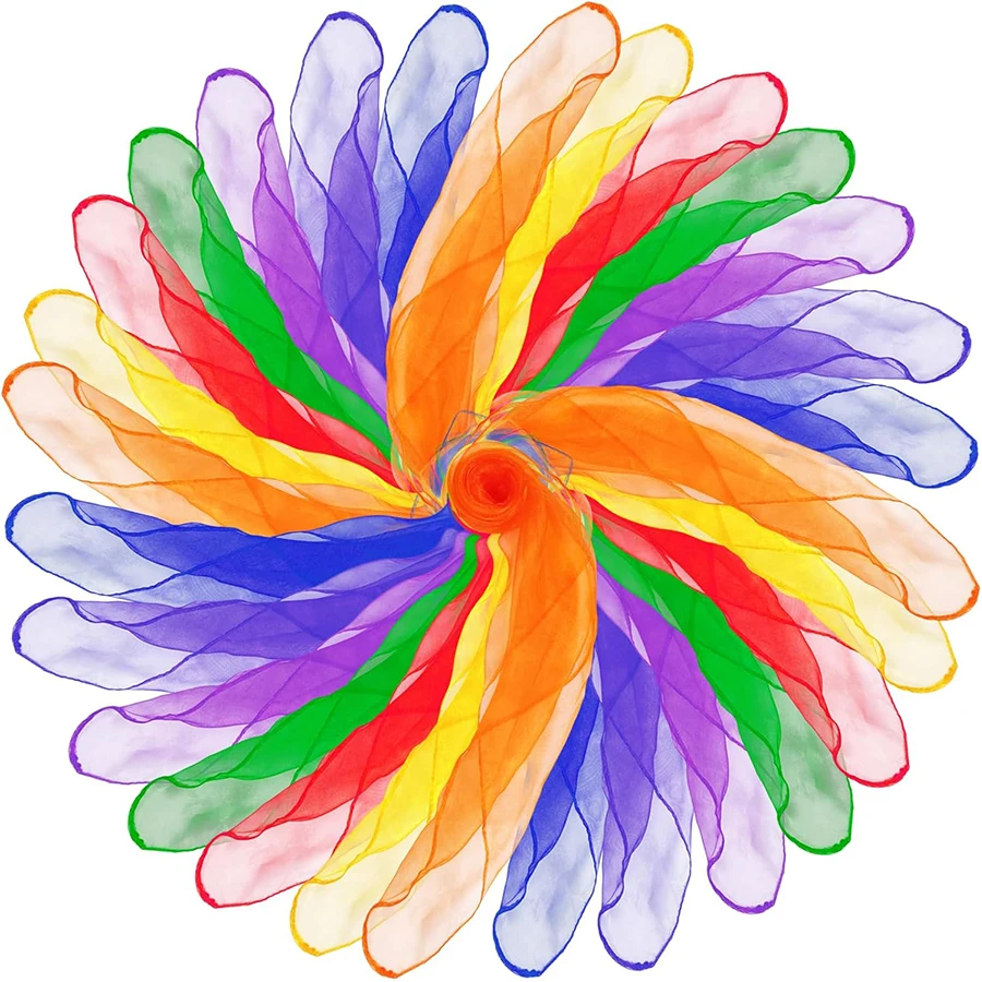 6/12pcs 60x60cm Colorful Dance Performance Scarf Rainbow Magic Tricks Performance Silk Scarve Hand Neck Decorative Scarf