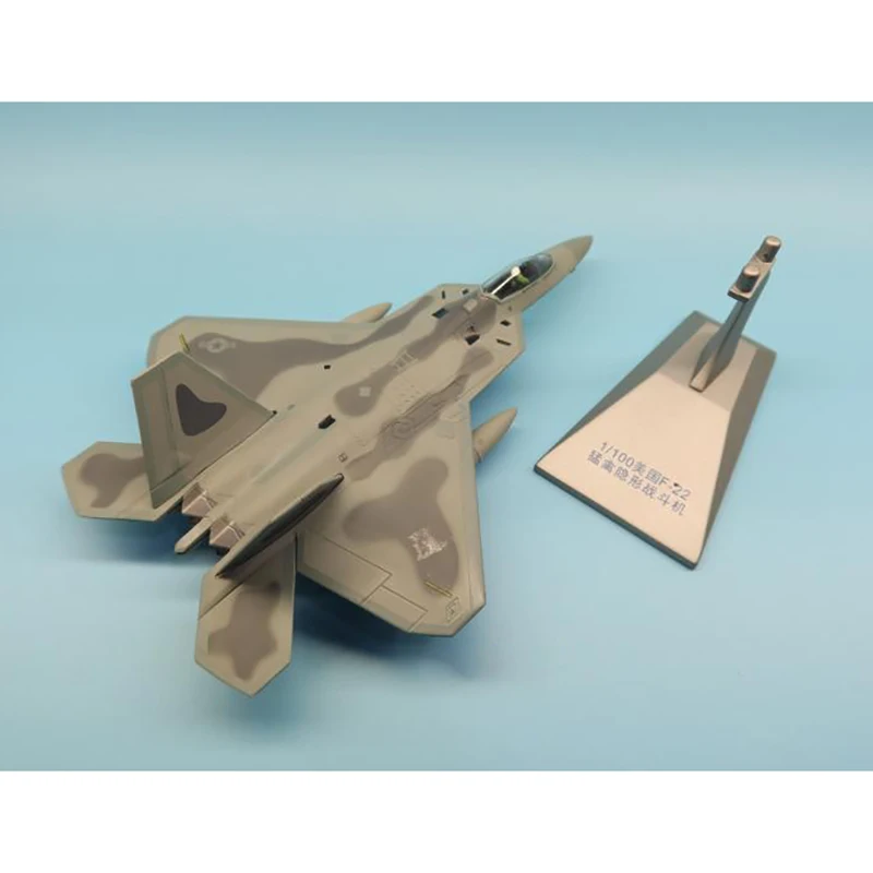 Diecast 1/100 Scale American F22 Raptor Stealth Fighter Alloy Model Simulation Ornaments Collection  Toys Gift