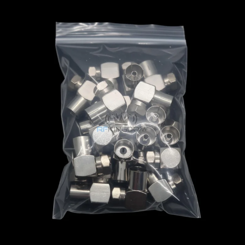 50PCS Wholesale F Male to TV Pal Female Coax Right Angled 90 Degree Coaxial Cable Connector