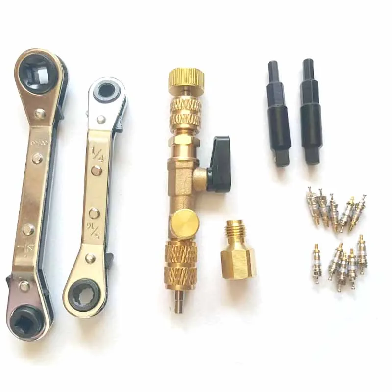 

1P R410A R22 Valve Core Remover Installer Tool with Dual Size SAE 1/4 & 5/16 Port for R404A R407C R134A R12 R32 R600 HVAC System