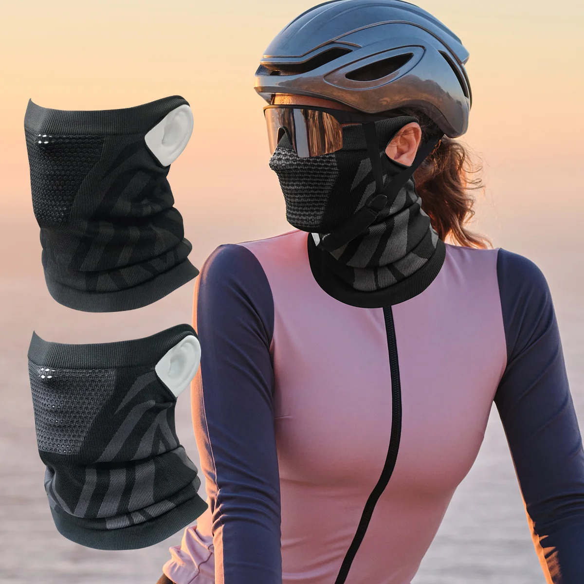 Pasamontañas con polaina más cálida para el cuello de invierno (antiderramiento de bucles para los oídos) Máscara facial a prueba de viento para esquí, snowboard