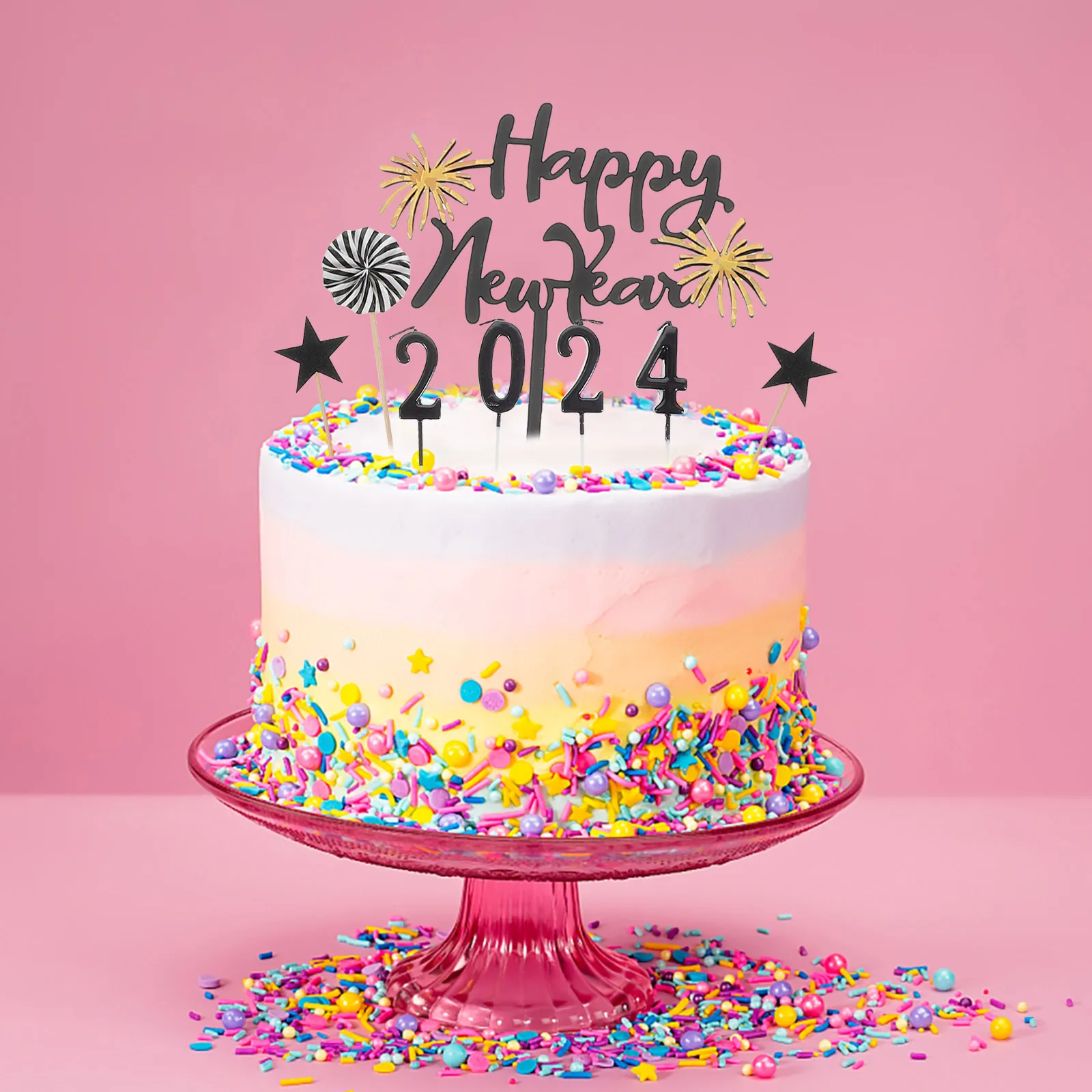 

Golden New Year Party Decorations Cake Picks Cupcake Topper Star Fans Balloons C les Happy Birthday Snowflake Inserts Fruit