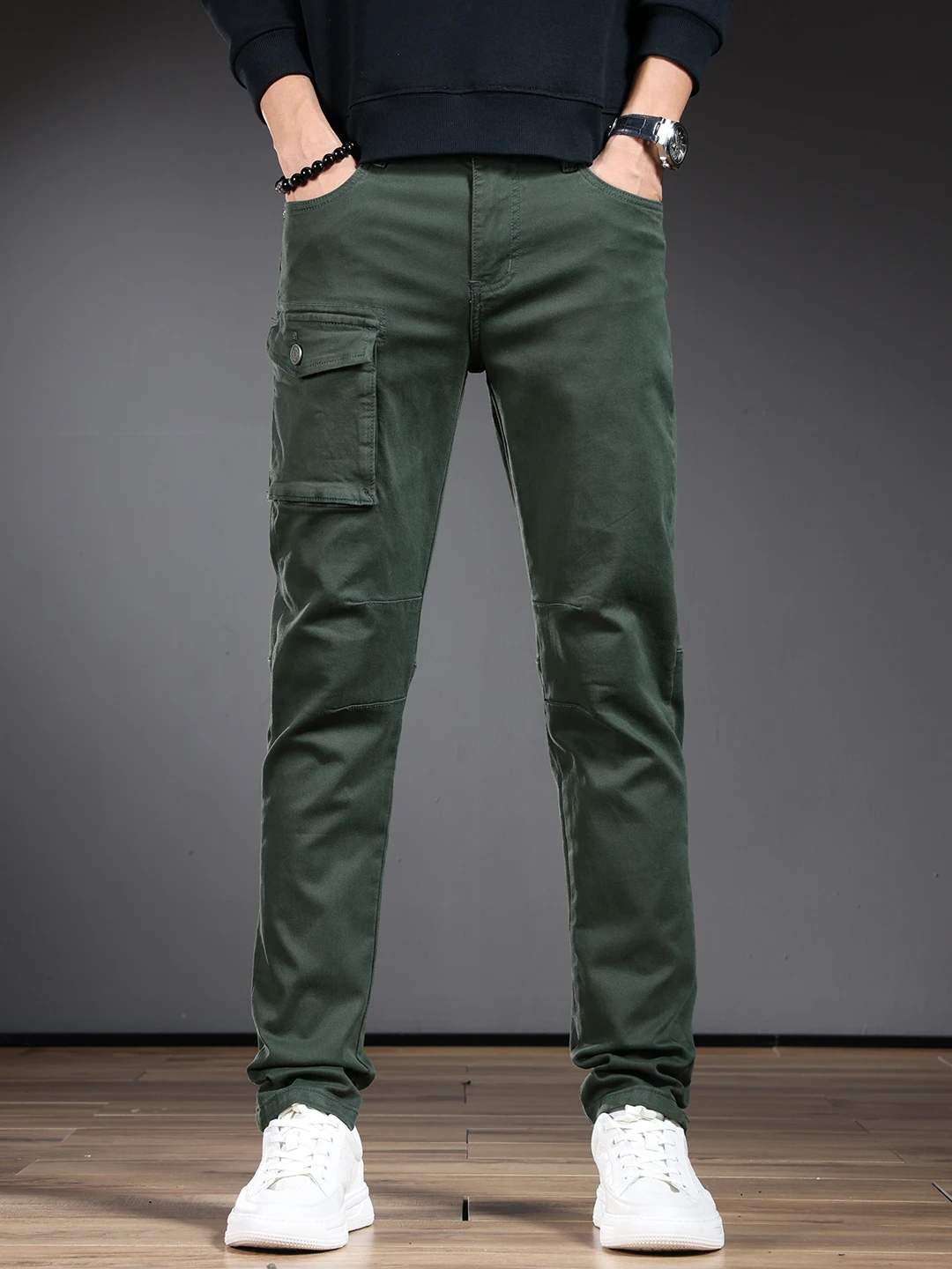 

Высококачественные ретро-джинсы для мужчин: зауженные, повседневные, прямого кроя, из хлопкового стрейч-денима, осенне-весенние брюки