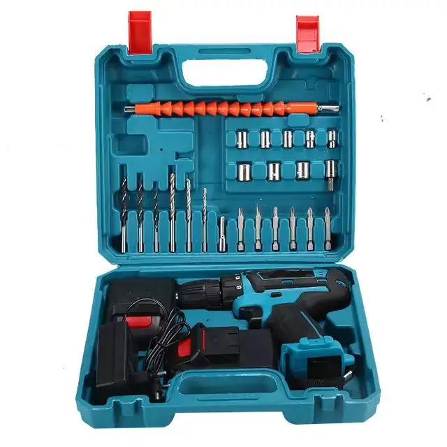 Foreign trade high-power multifunctional lithium electric drill set, household lithium electric screwdriver