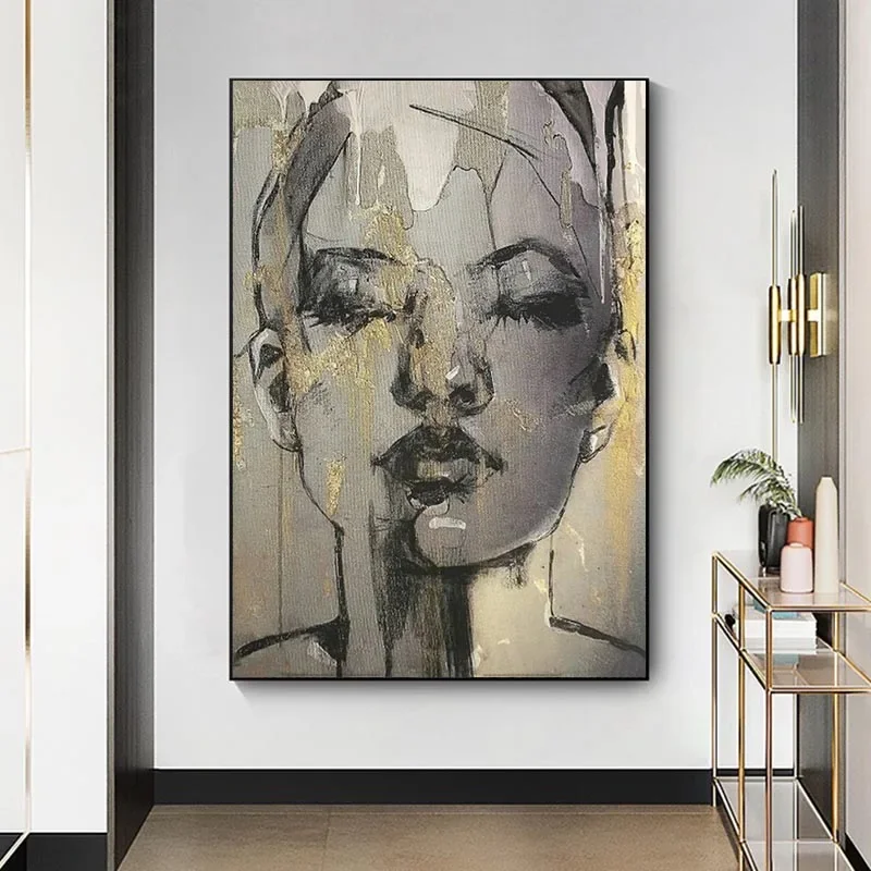 2026 Modern Simple Wall Art Abstract Human Face Faces Gray HD Canvas Painting Poster Prints Home Bedroom Living Room Decoration