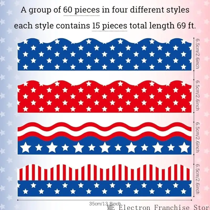 T5EA Независимость День границ наклейка на стенах 4,59 фута65 мм наклейка с белой доской наклейка