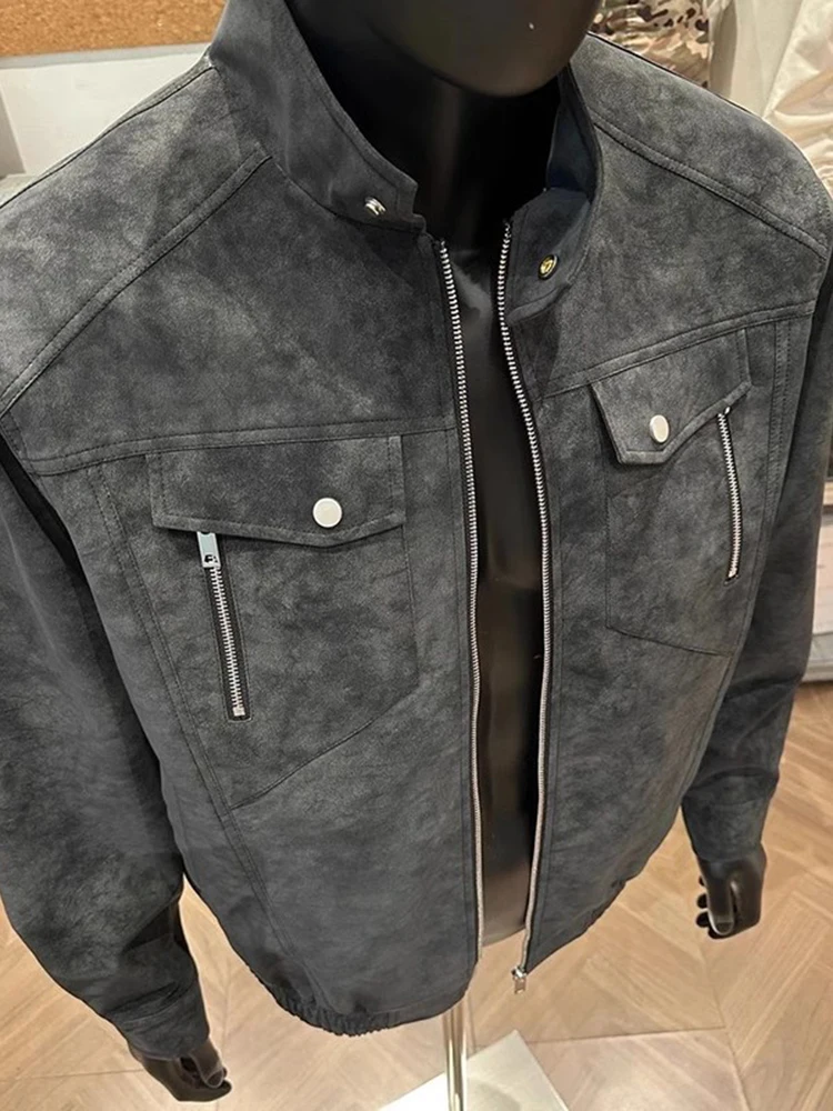 

Винтажная мужская кожаная куртка Jacet Bla в американском стиле, бейсбольная куртка с воротником-стойкой Detroit, рабочая одежда Jaet Trendy And Haome