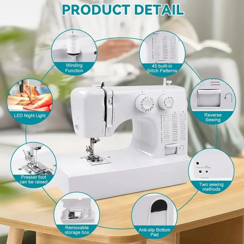 2025 cross-border new 818 household multi-functional double-needle mini sewing machine, edge lock nail buttonhole 45 line wholes