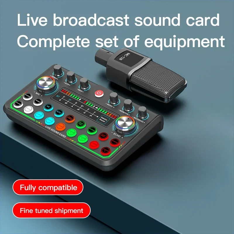 Live Sound Card Mixer Podcast Sound board Voice Sound Board for Phone PC Computer DJ-Music Studio Mixer