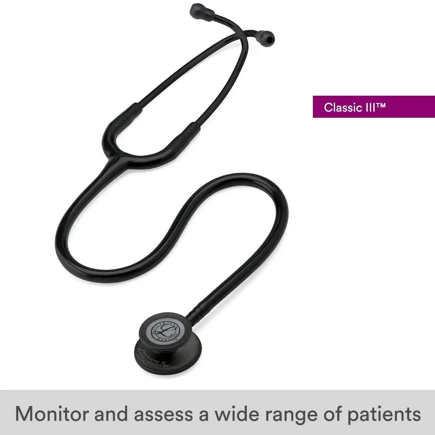 

Classic III Black Edition Chestpiece Monitoring For 3M Littmann Stethoscope, 27" Black Tube 5803 For Doctor Nurse Health Care