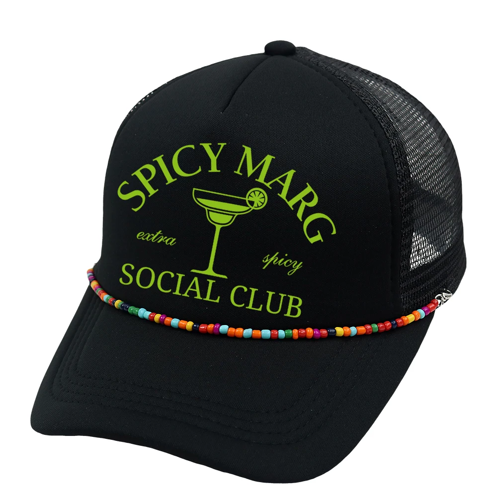 Spicy Margarita Trucker Hat Cocktail Girls Club Printing Baseball Cap Summer Beach Woman Mesh Cap Adjustable Buckle Unisex