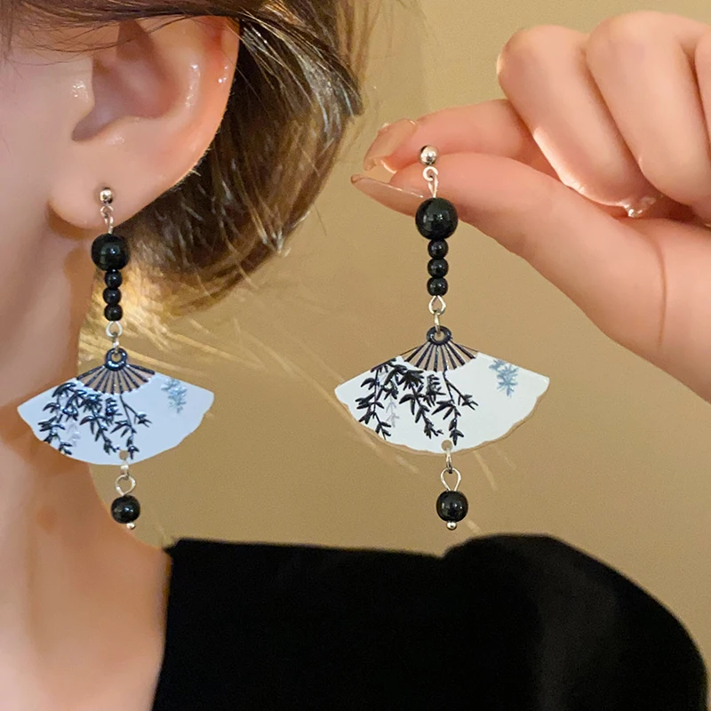 Neo-chinese Style Bamboo Joint Flower Earrings Imitation Pearl Fringe Earring New National Tide Personality  Earrings for Women image 5