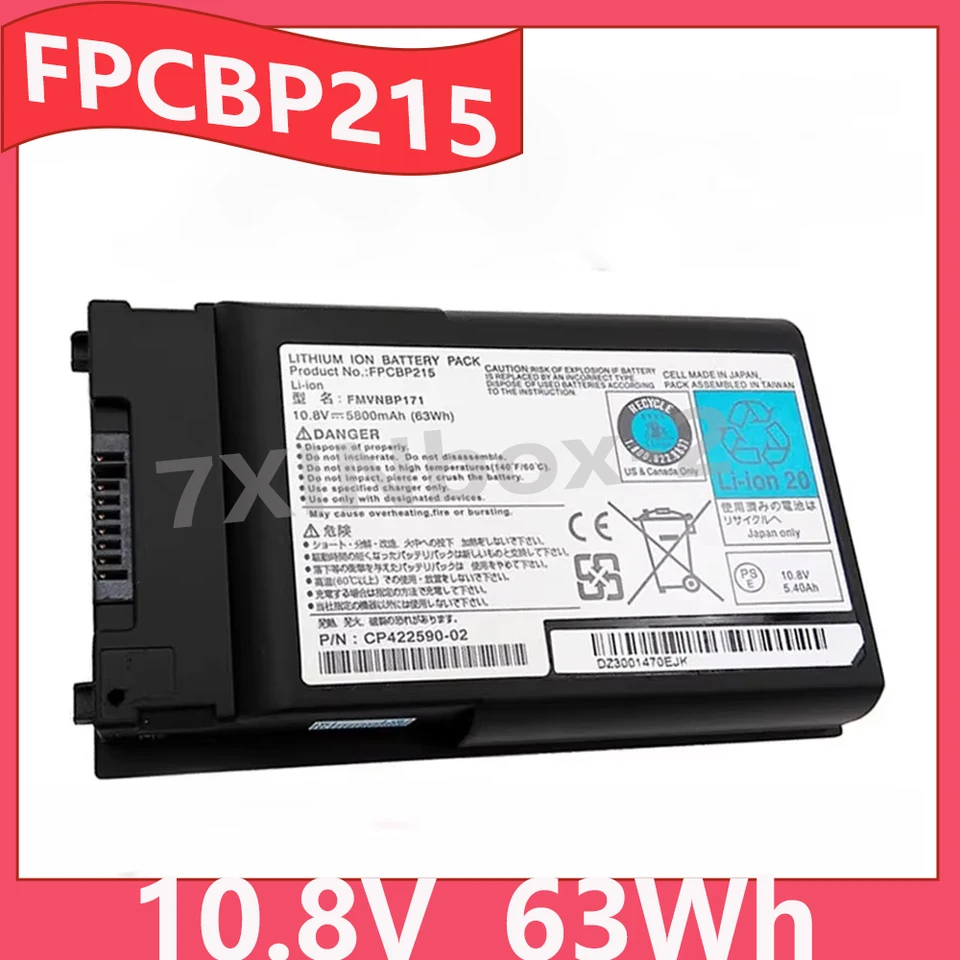 10.8V 63Wh FPCBP215 Laptop Battery for Fujitsu LifeBook