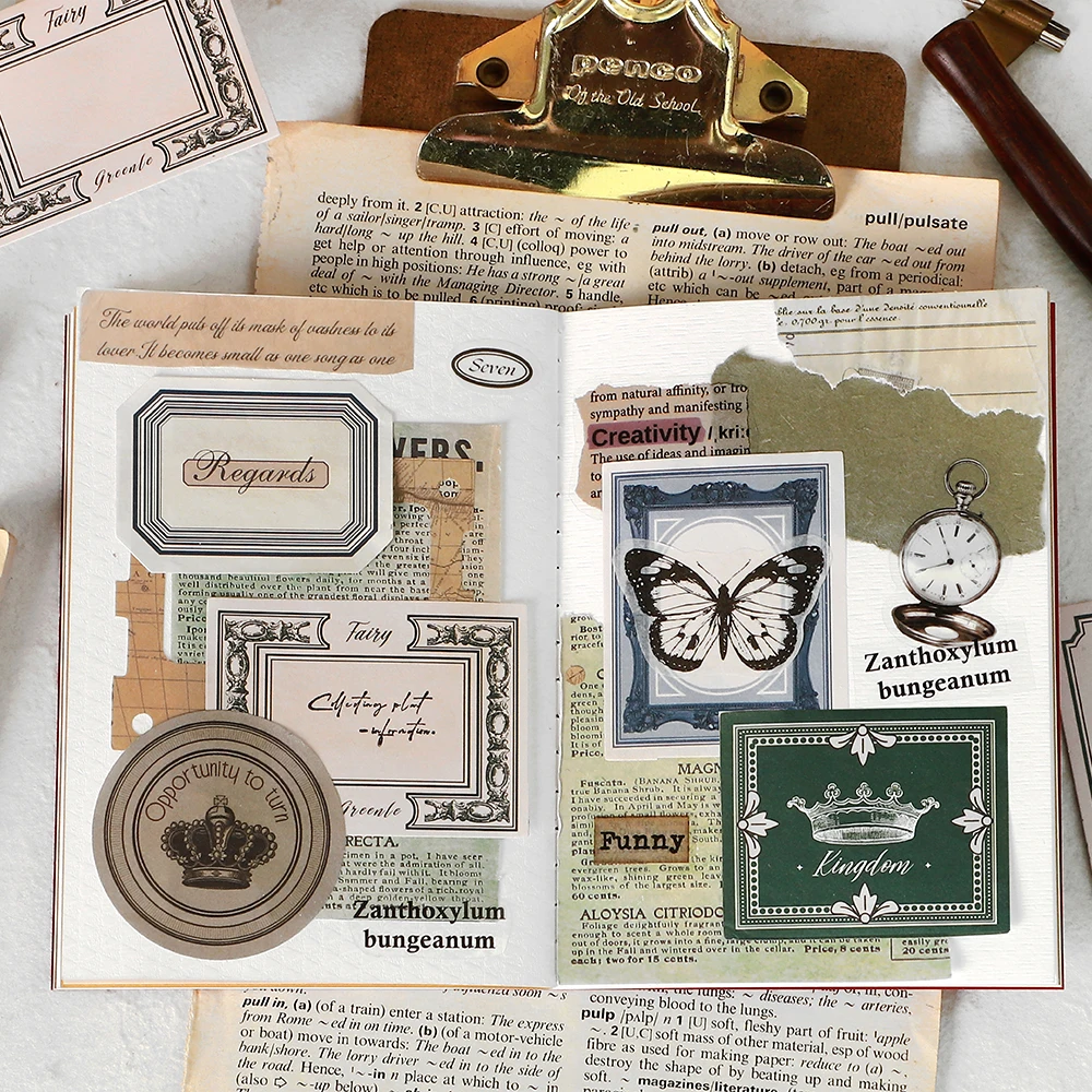 30 pcs Vintage Labels Stickers Decorative Hand Account Diary Album Collage material hand made Scrapbooking accessories